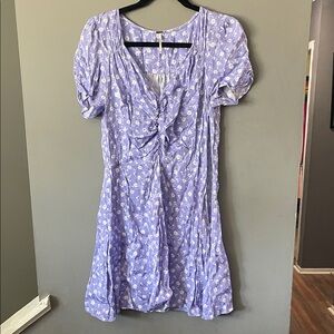 Free People Lavender Floral Tie-Front Mini Dress